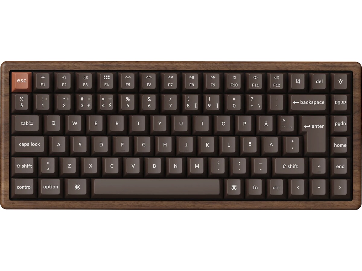 Keychron K2H-F1W-BO mekanisk tastatur 75% trådløst (valnød) Gamingkeyboard