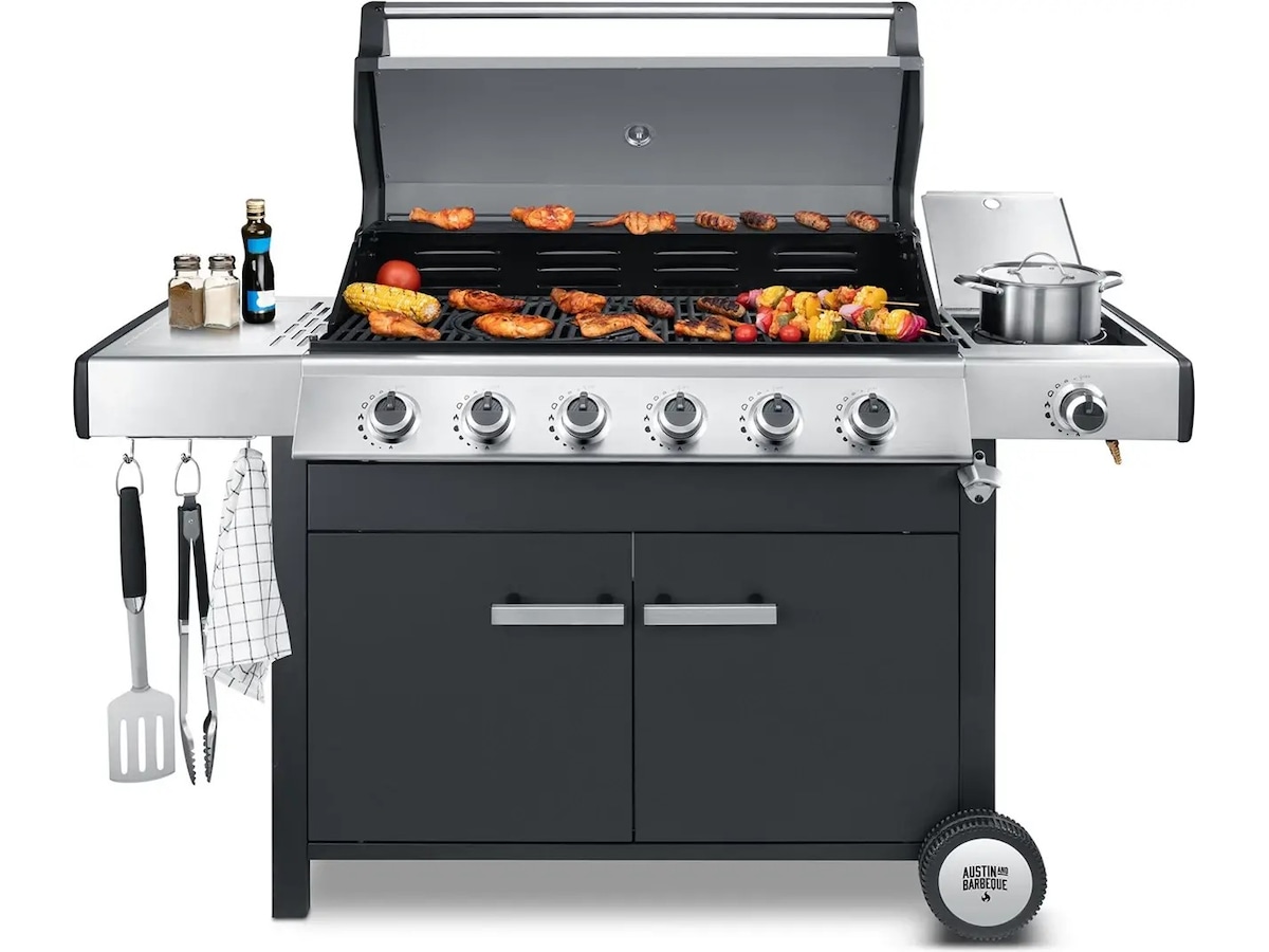 Austin and Barbeque Klassisk gasgrill 6 brændere Udendørsgrill