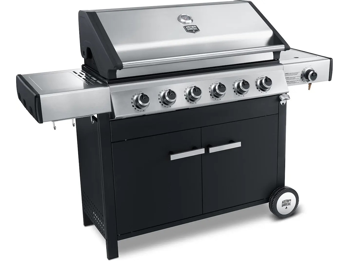 Austin and Barbeque Klassisk gasgrill 6 brændere Udendørsgrill