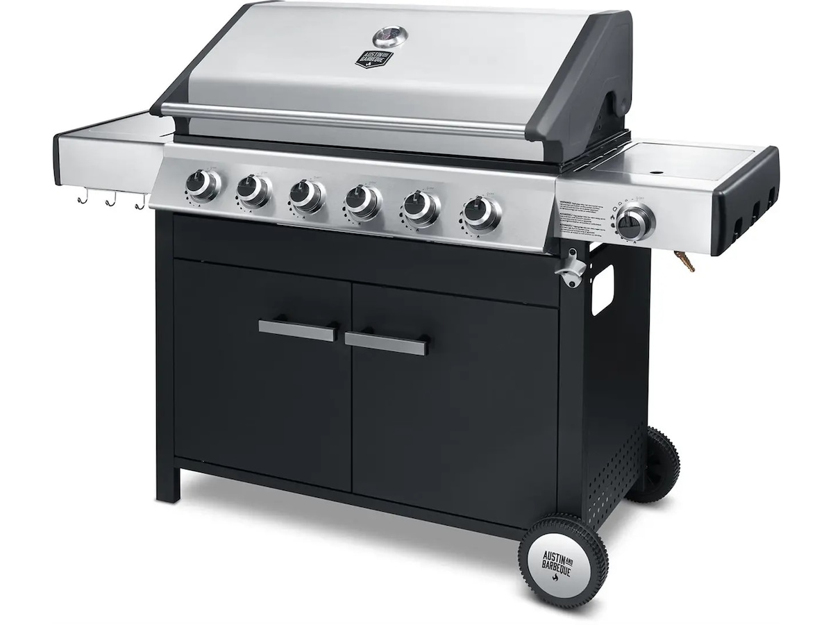 Austin and Barbeque Klassisk gasgrill 6 brændere Udendørsgrill
