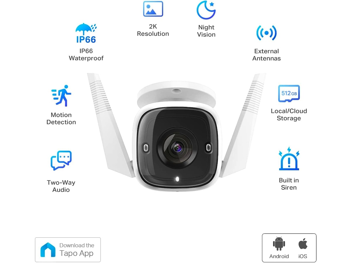 TP-Link Tapo C310 WiFi udendørs overvågningskamera (hvid) - 2pk Overvågningskameraer