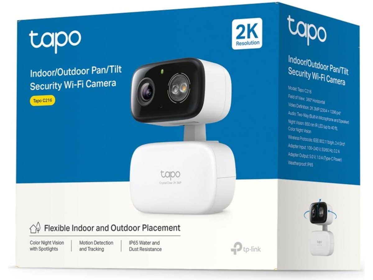 TP-Link Tapo C216 2K udendørs overvågningskamera - 2pk Overvågningskameraer