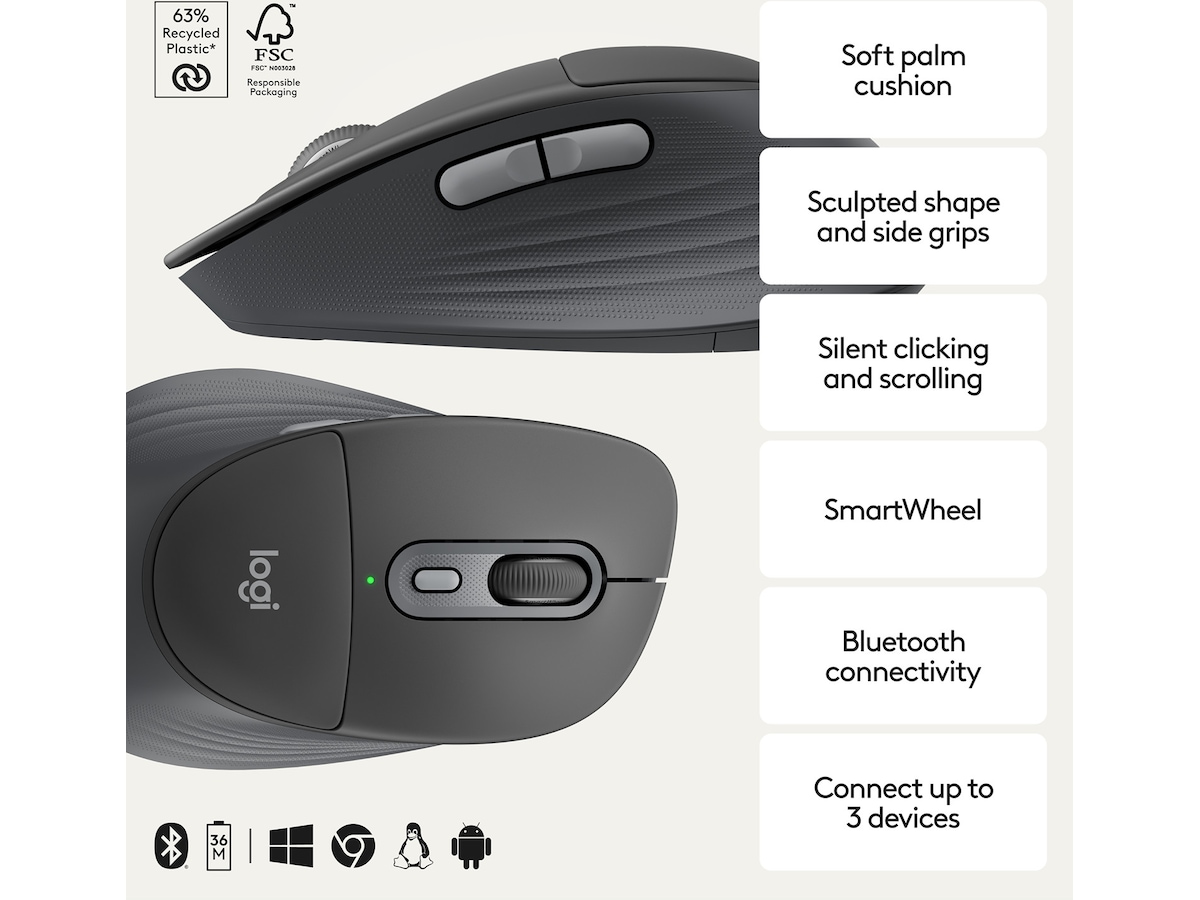 Logitech Signature Comfort M850 L trådløs mus (graphite) Mus