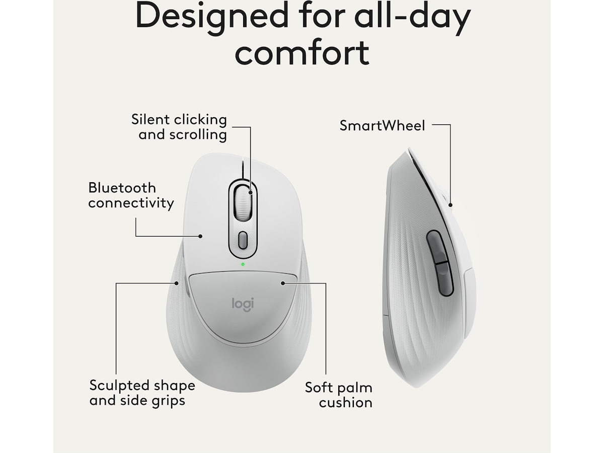 Logitech Signature Comfort M850 L trådløs mus (hvid) Mus