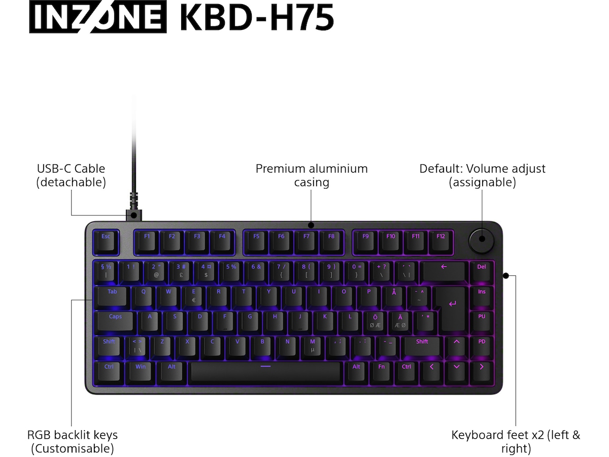 Sony INZONE KBD-H75 Gaming Tastatur 75% TKL Gamingkeyboard