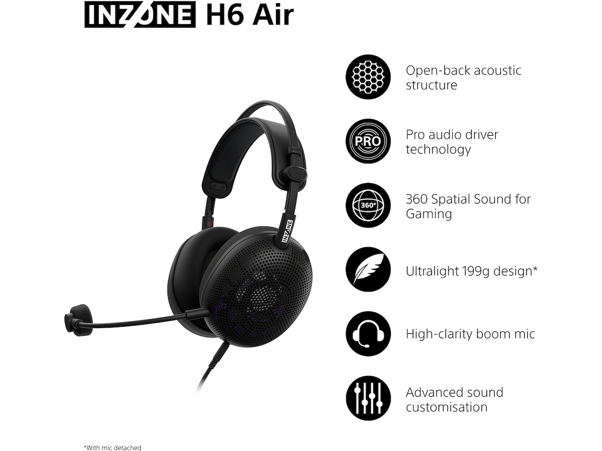 Sony INZONE H6 Air gaming-headset med åben bagside (sort) Gamingheadset