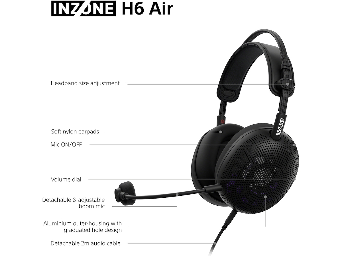 Sony INZONE H6 Air gaming-headset med åben bagside (sort) Gamingheadset