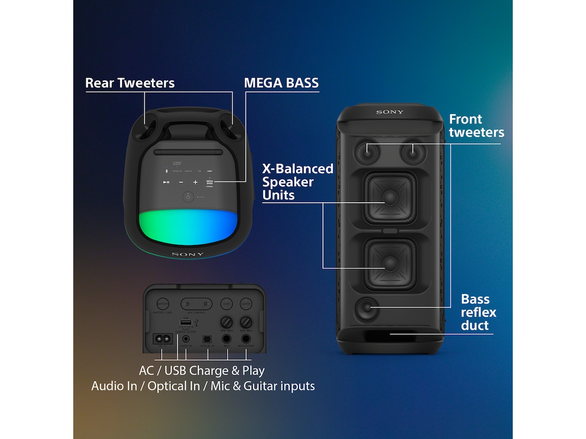 Sony SRS-XV800 Trådløs Højttaler 2-pack (Sort) Trådløs / Bluetooth højttaler