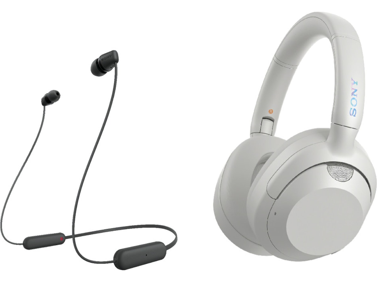 Sony ULT WEAR trådløse hovedtelefoner Over-Ear (hvid) + Sony WI-C100 Høretelefoner