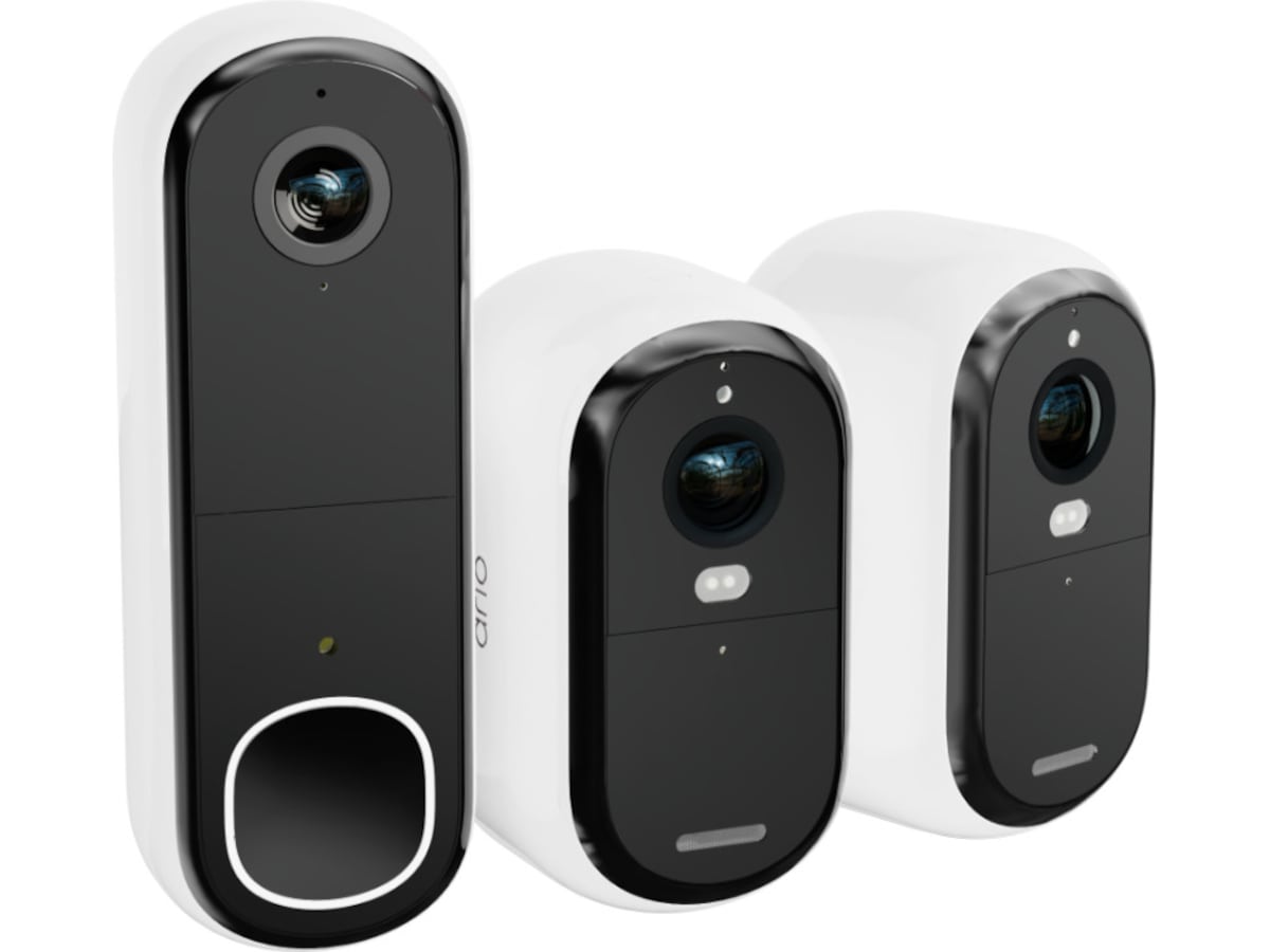 Arlo Essential 3 HD udendørs overvågningskamera 2-pack + Video Doorbell Overvågningskameraer
