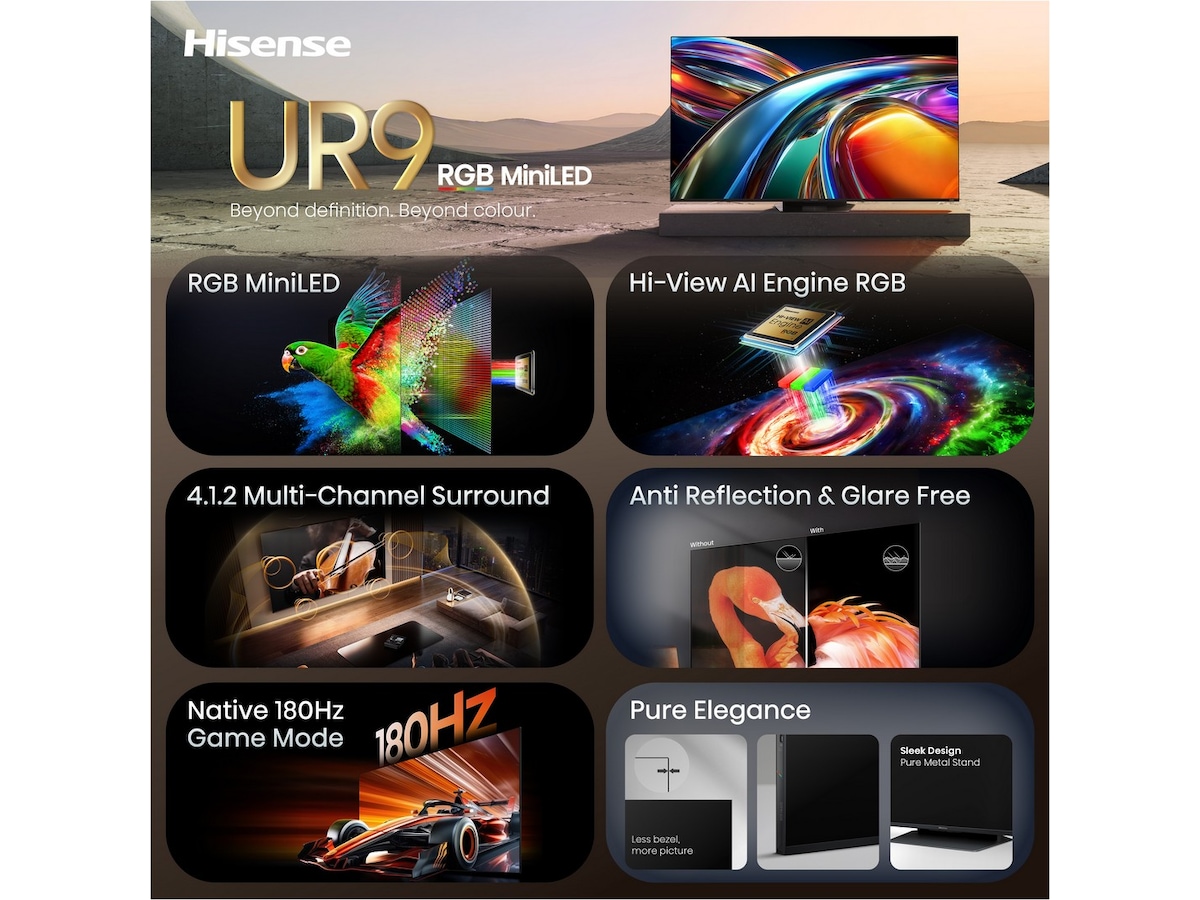 Hisense 75" UR9S RGB MiniLED 4K Smart TV (2026) 70 - 79 tommer TV
