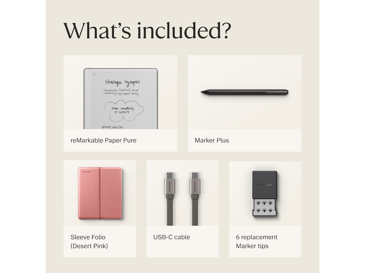 reMarkable Paper Pure 10,3" + Marker Plus + Sleeve Folio (desert pink) Digitale paper