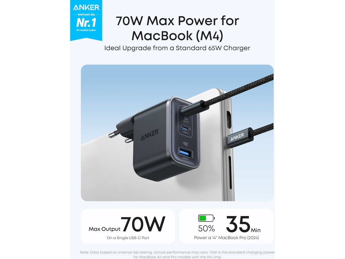 Anker Nano 70W Vægoplader (sort) Mobilopladere