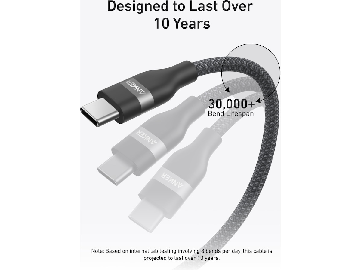 Anker Nano 240W USB-C flettet kabel 3m (sort) USB-kabler