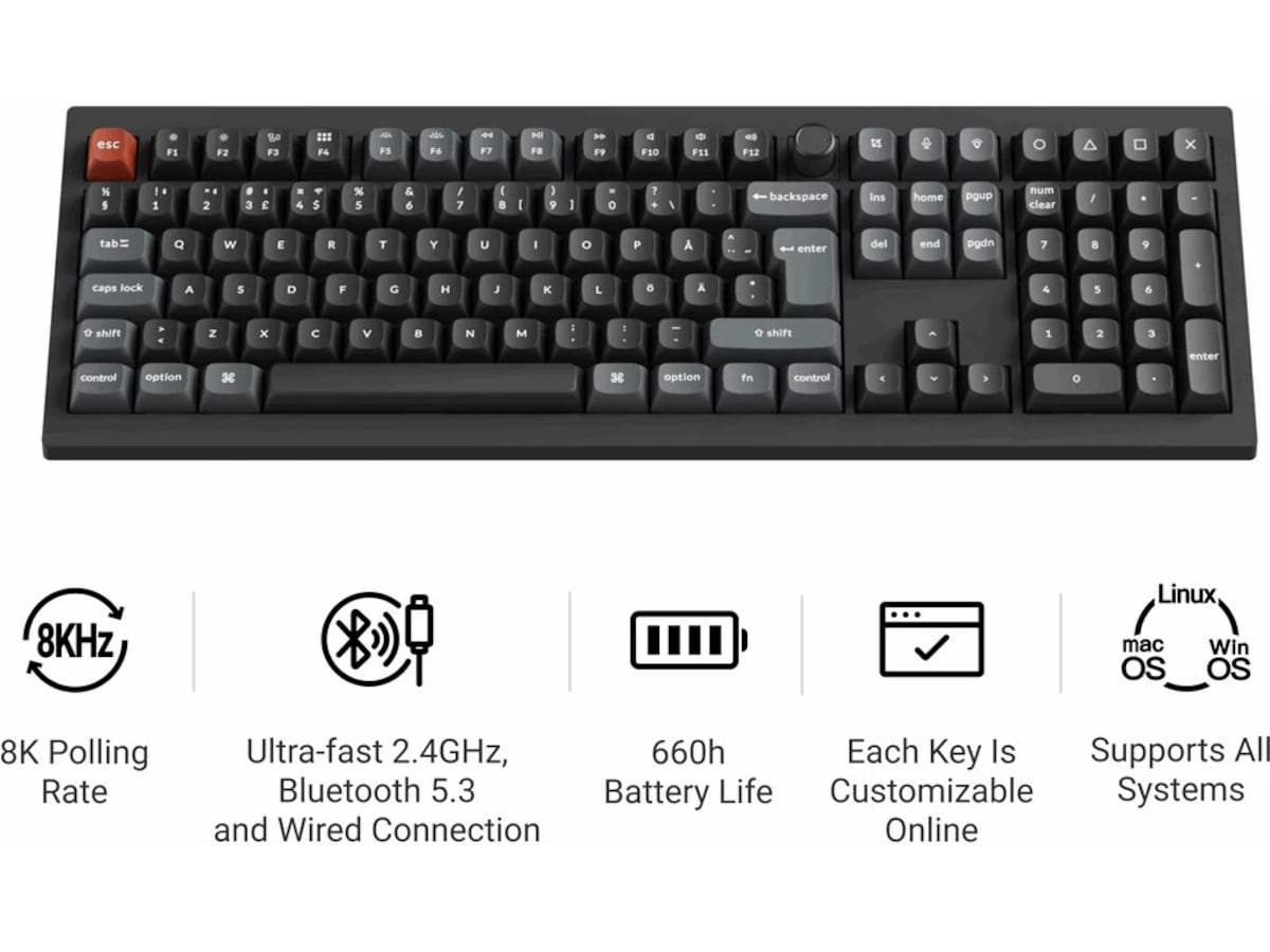 Keychron V6 Ultra 100% 8K Brown Trådløst Gamingtastatur Gamingkeyboard