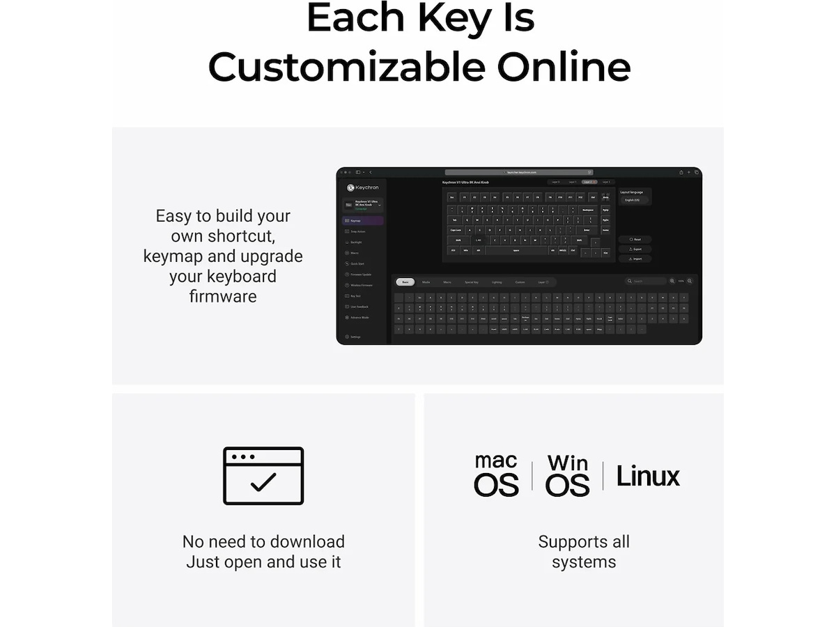 Keychron V1 Ultra 75% 8K Red Trådløst Gamingtastatur Gamingkeyboard