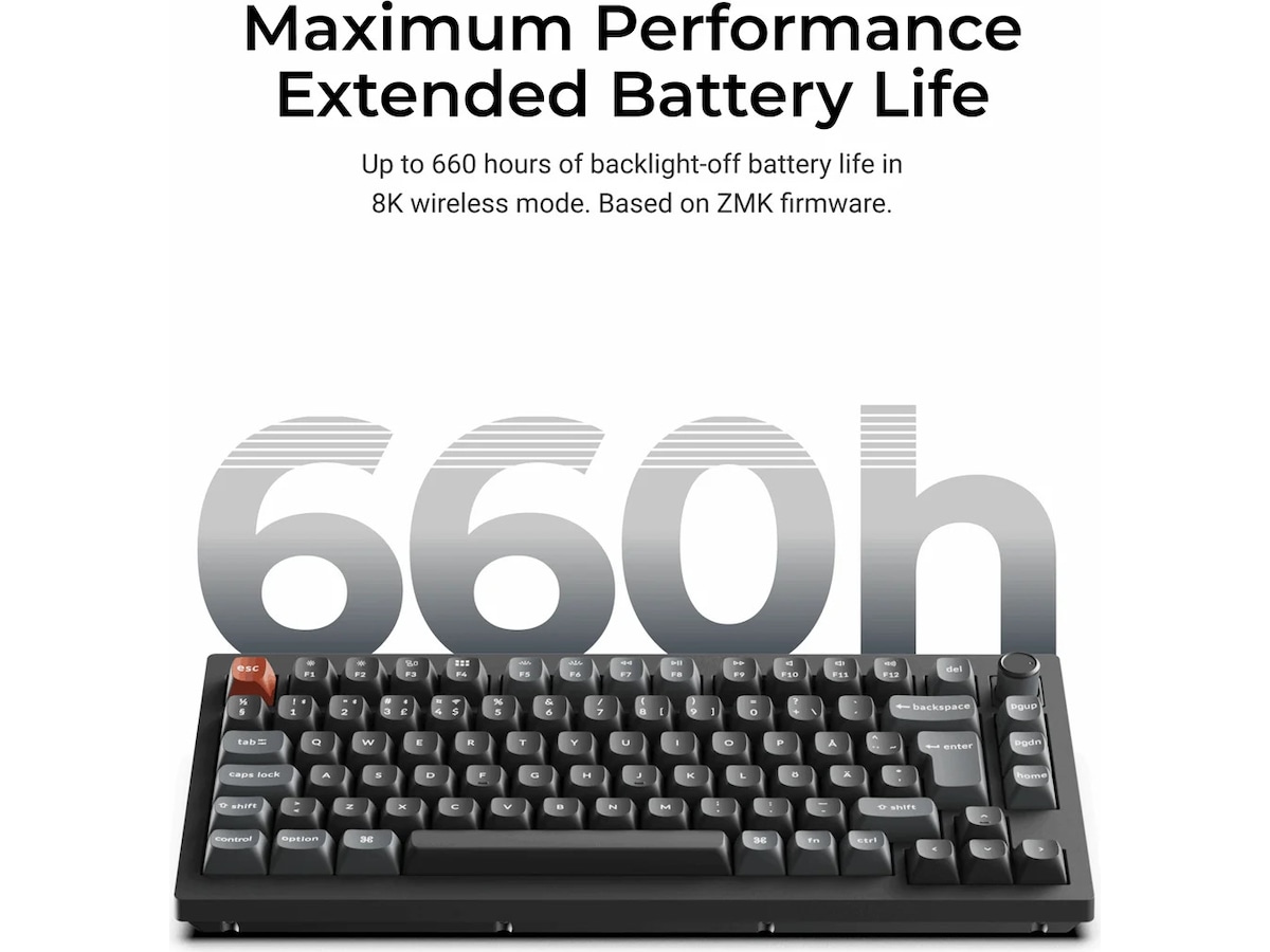 Keychron V1 Ultra 75% 8K Red Trådløst Gamingtastatur Gamingkeyboard