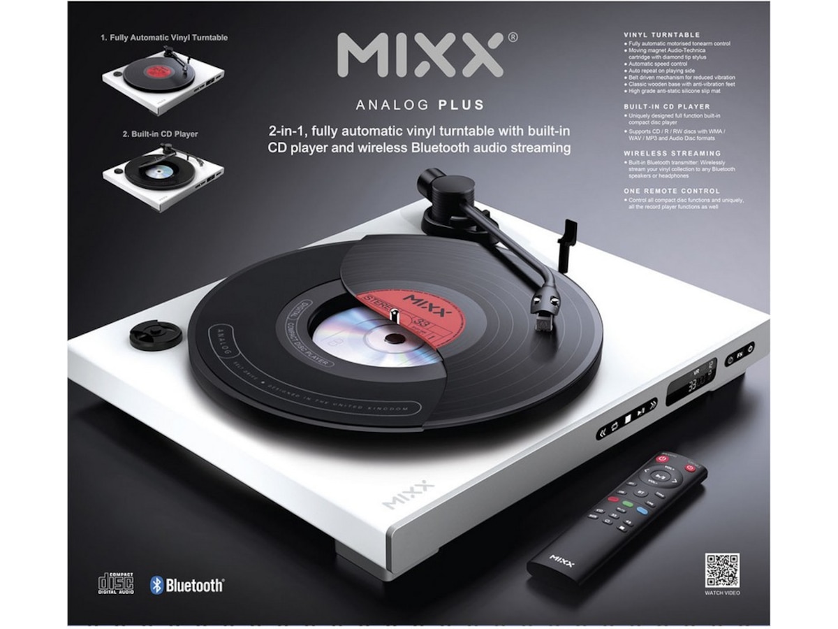 MIXX Analog Plus Vinyl og CD-afspiller (hvid) Pladespiller