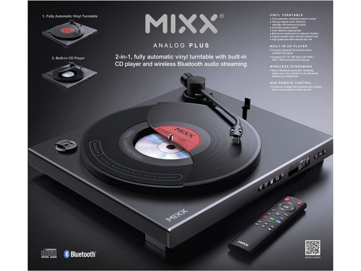 MIXX Analog Plus Vinyl og CD-afspiller (sort) Pladespiller