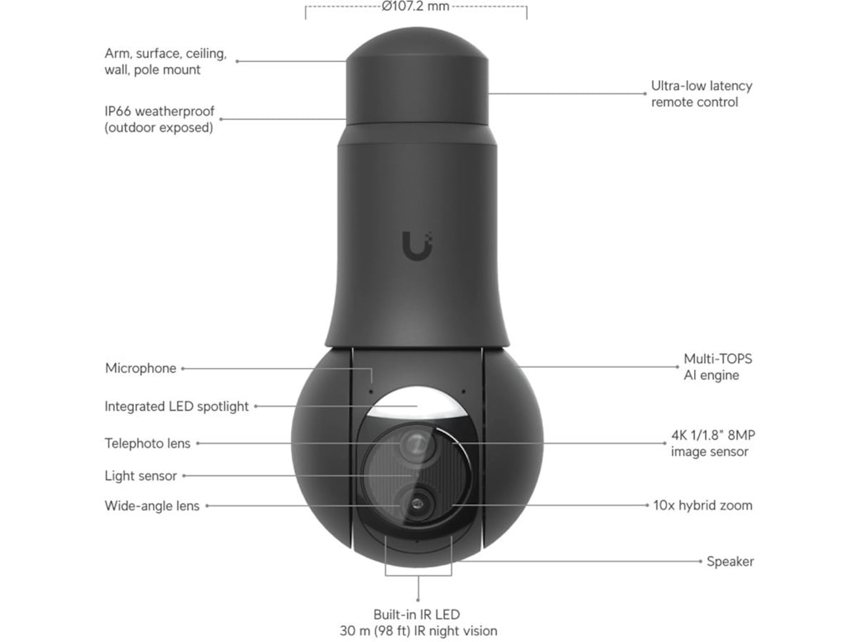 Ubiquiti UniFi G6 PTZ 4K overvågningskamera (sort) Overvågningskameraer