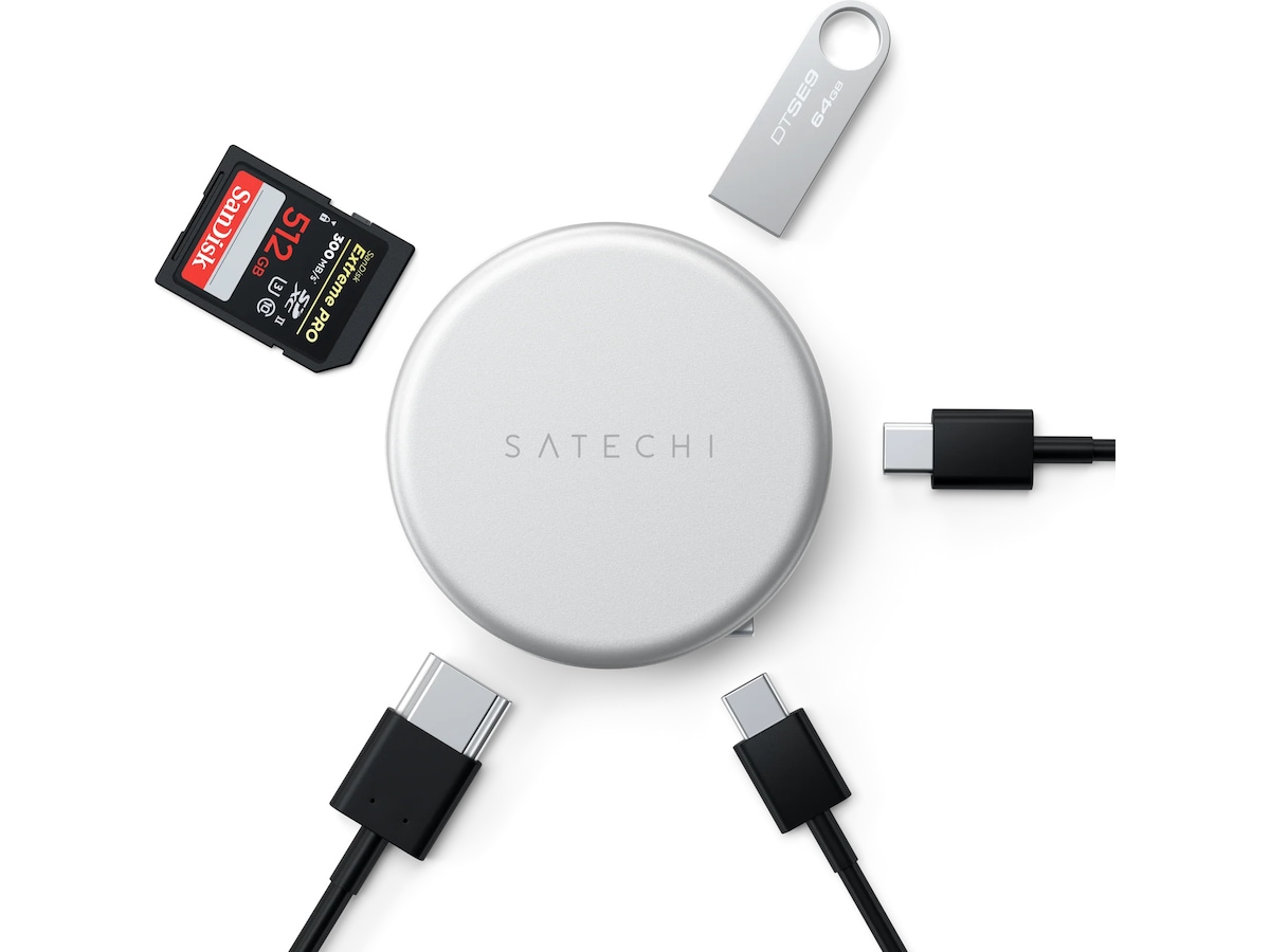 Satechi OntheGo 5-i-1 Multiport Adapter (Sølv) Dockingstation og USB-hub