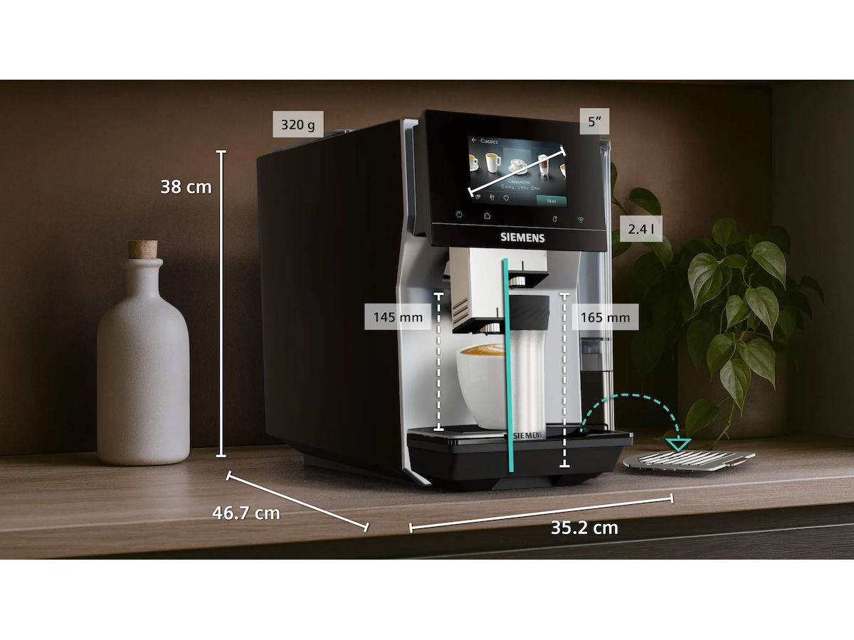 Siemens EQ700 iAroma Helautomatisk kaffemaskine Inox (sølv metallic) Espressomaskiner