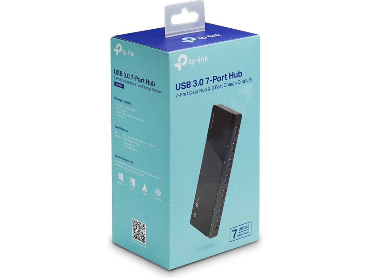 TP-Link UH700 USB 3.0 7-Port Hub Dockingstation og USB-hub