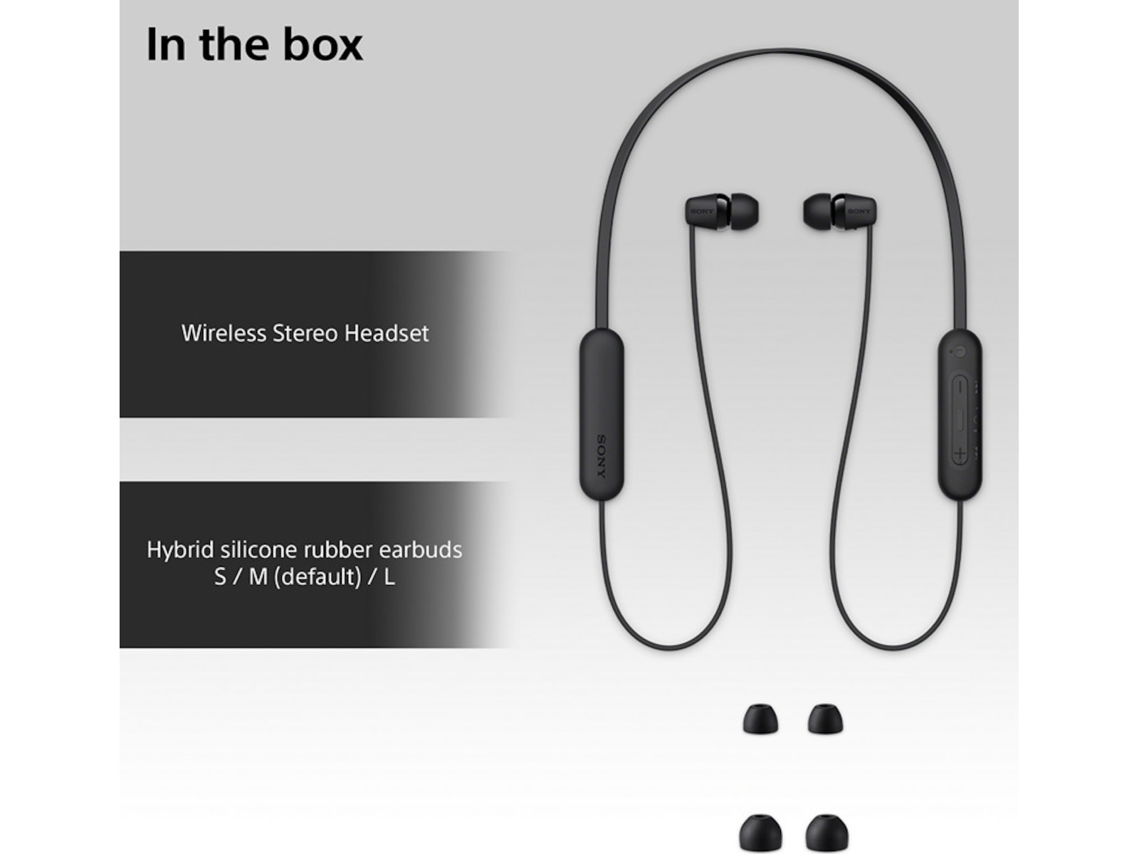 Sony WI-C100 Trådløse Høretelefoner, Earbuds (sort) In-ear høretelefoner
