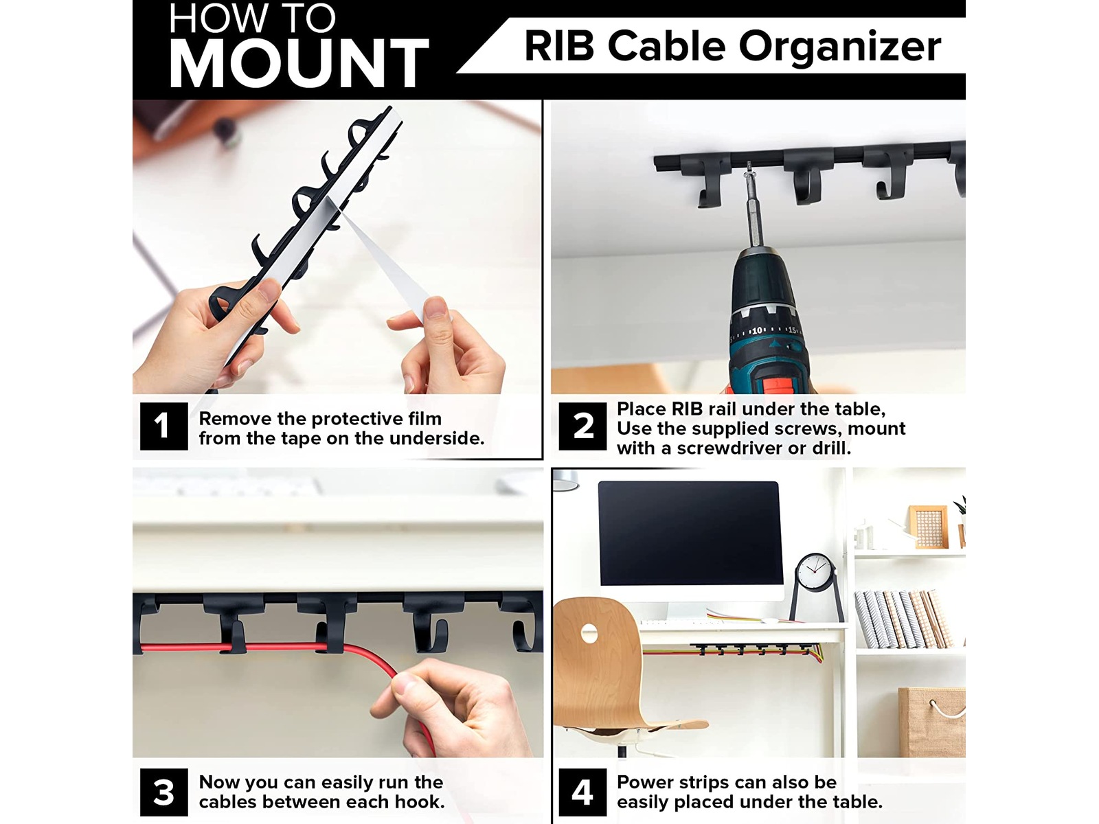 Kenson RIB 38cm Kabelholder (3pk) Arbejdssted – tilbehør