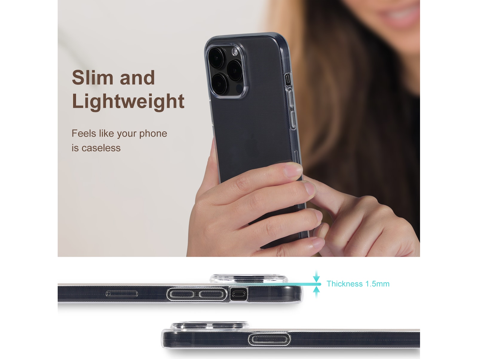 iiglo iPhone 15 Pro Max Silikone cover (gennemsigtig) Mobilcover