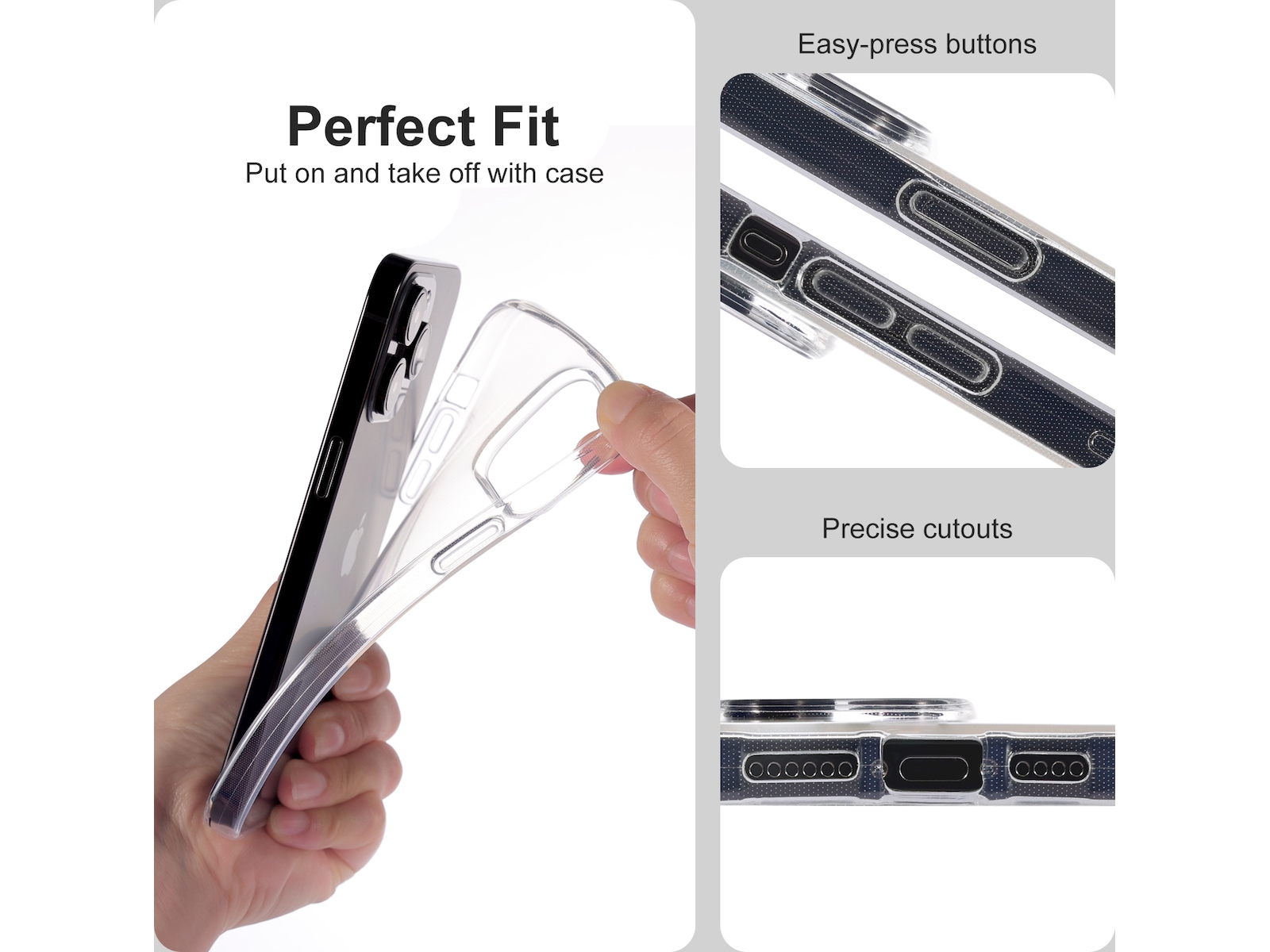 iiglo iPhone 15 Pro Max Silikone cover (gennemsigtig) Mobilcover