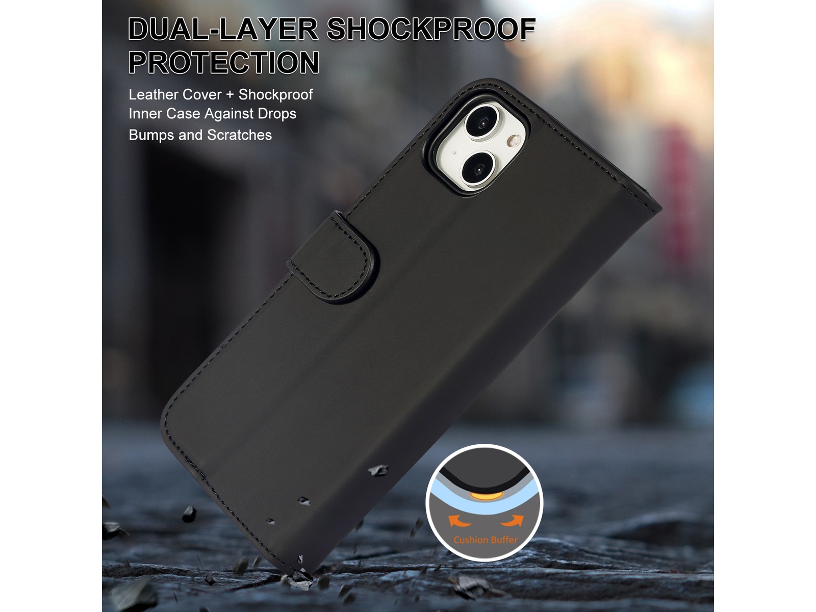 iiglo iPhone 15 Plus Wallet cover (sort) Mobilcover