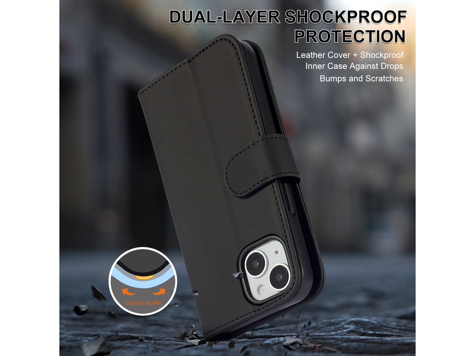 iiglo iPhone 15 / 14 Wallet cover (sort) Mobilcover