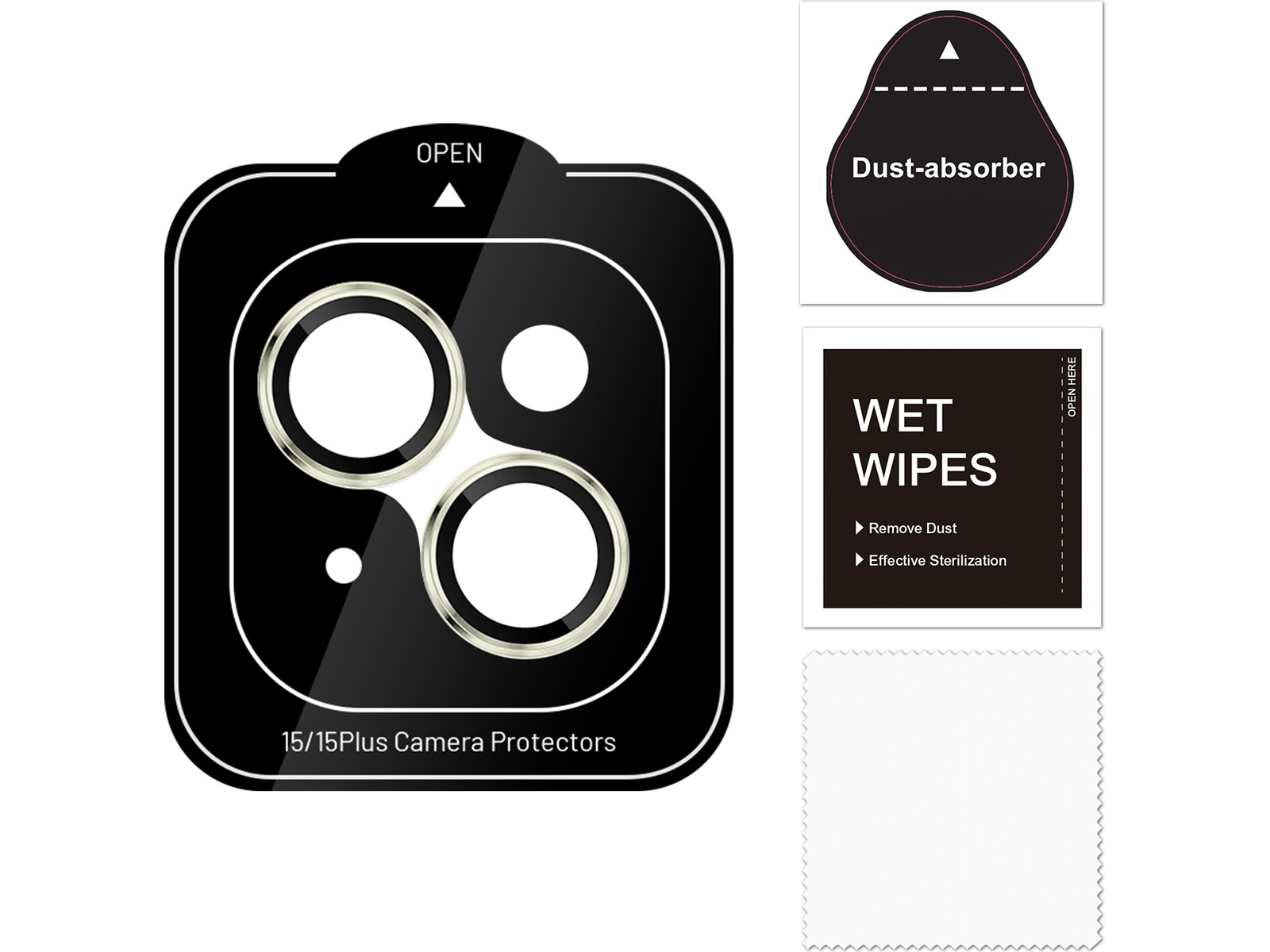 iiglo iPhone 15 / 15 Plus Linsebeskytter gul ramme (gul) Skærmbeskyttelse mobiltelefon