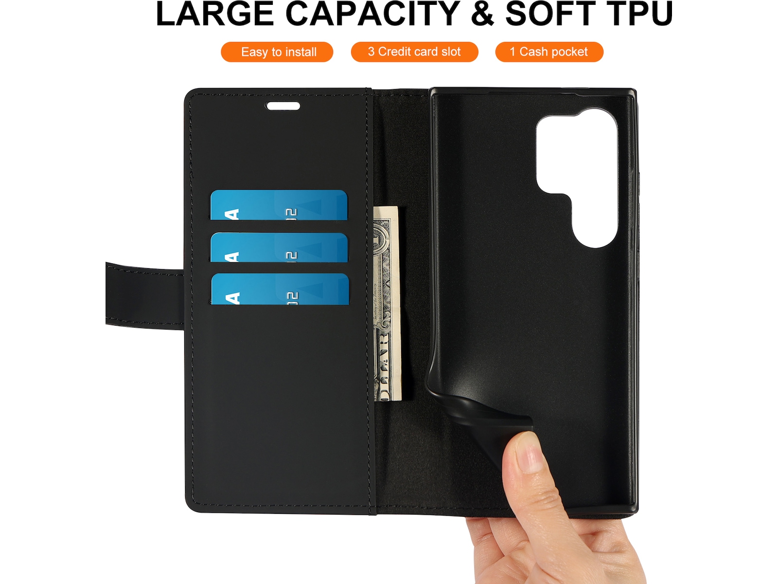 iiglo Galaxy S24 Ultra Wallet Cover (sort) Mobilcover