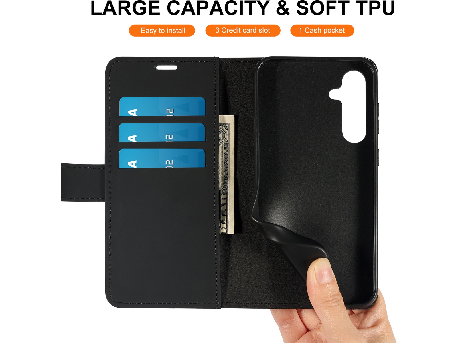 iiglo Galaxy S23 FE Wallet Cover (sort) Mobilcover