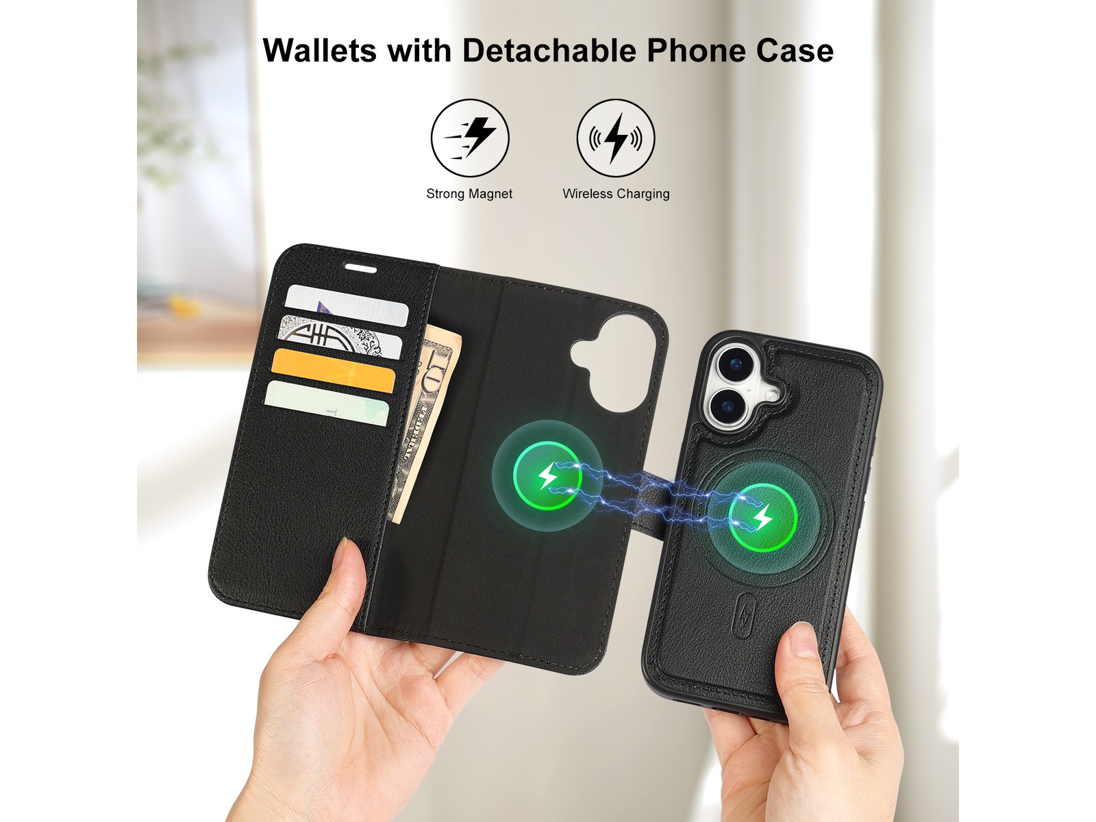 iiglo iPhone 16 2-i-1 Wallet cover (sort) Mobilcover