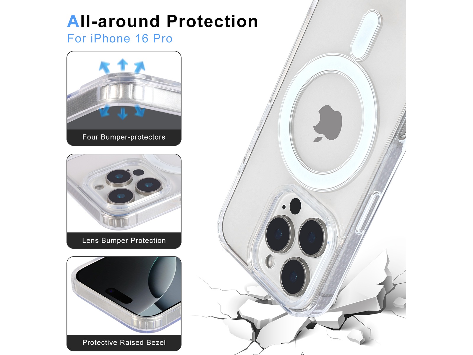 iiglo iPhone 16 Pro Magnetic Silikone cover (gennemsigtig) Mobilcover