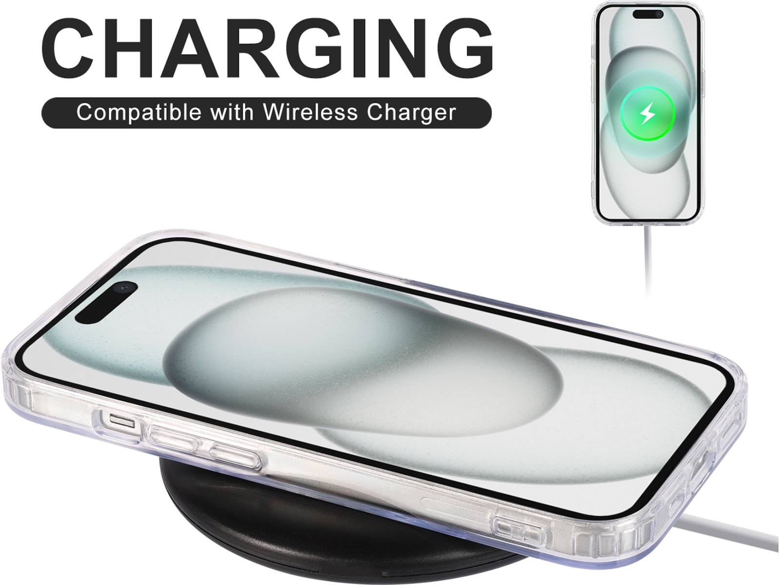 iiglo iPhone 15 Magnetic Silikone cover (gennemsigtig) Mobilcover