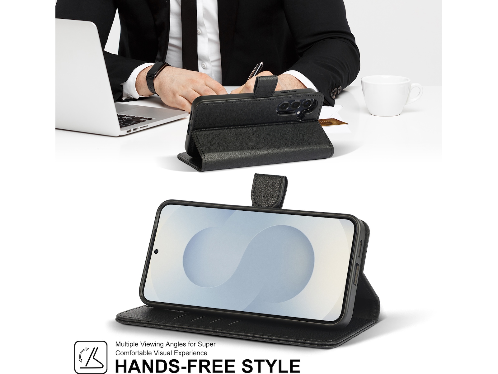 iiglo Galaxy S25+ 2-i-1 Wallet cover (sort) Mobilcover