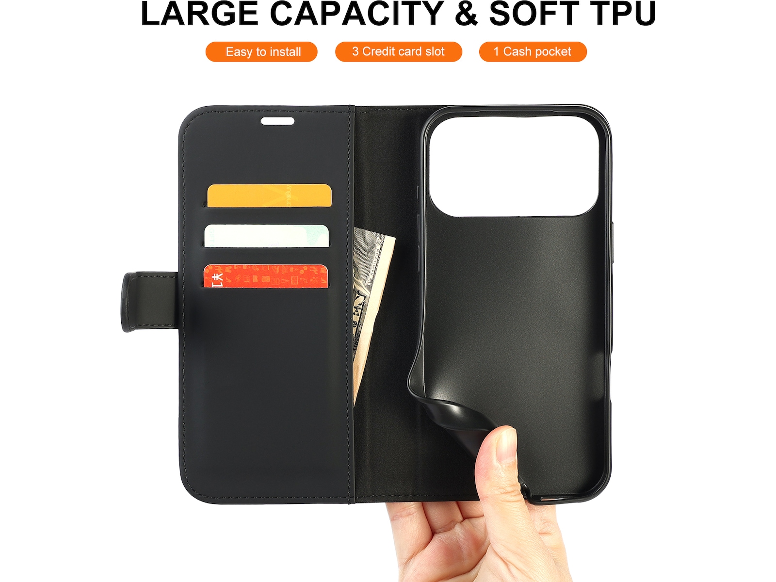 iiglo iPhone 17 Pro Max Wallet Cover (sort) Mobilcover