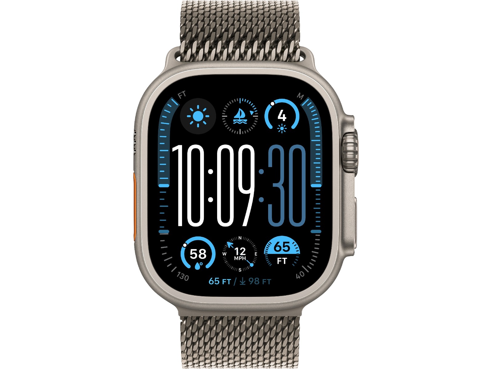 Apple Watch 49mm Titanium Milanese Loop (natural) Rem