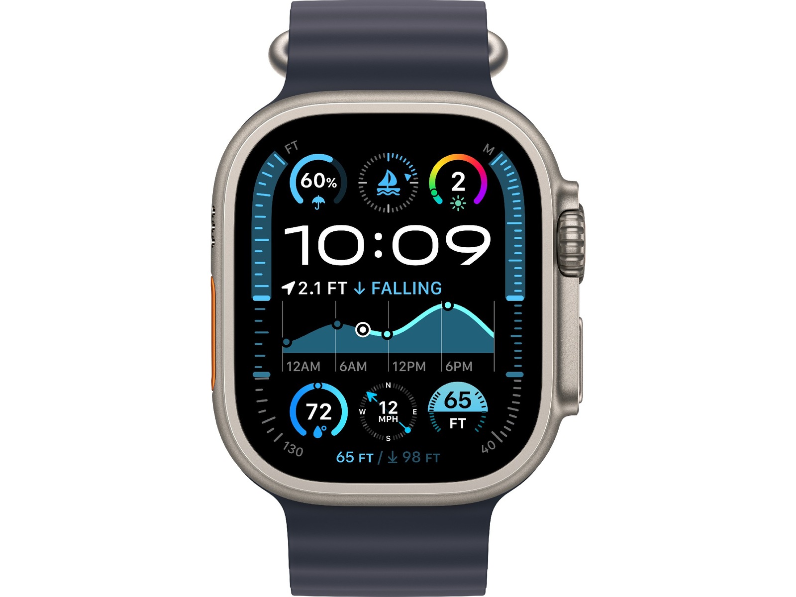 Apple Watch 49mm Natural Titanium Ocean Band Extension (navy) Rem