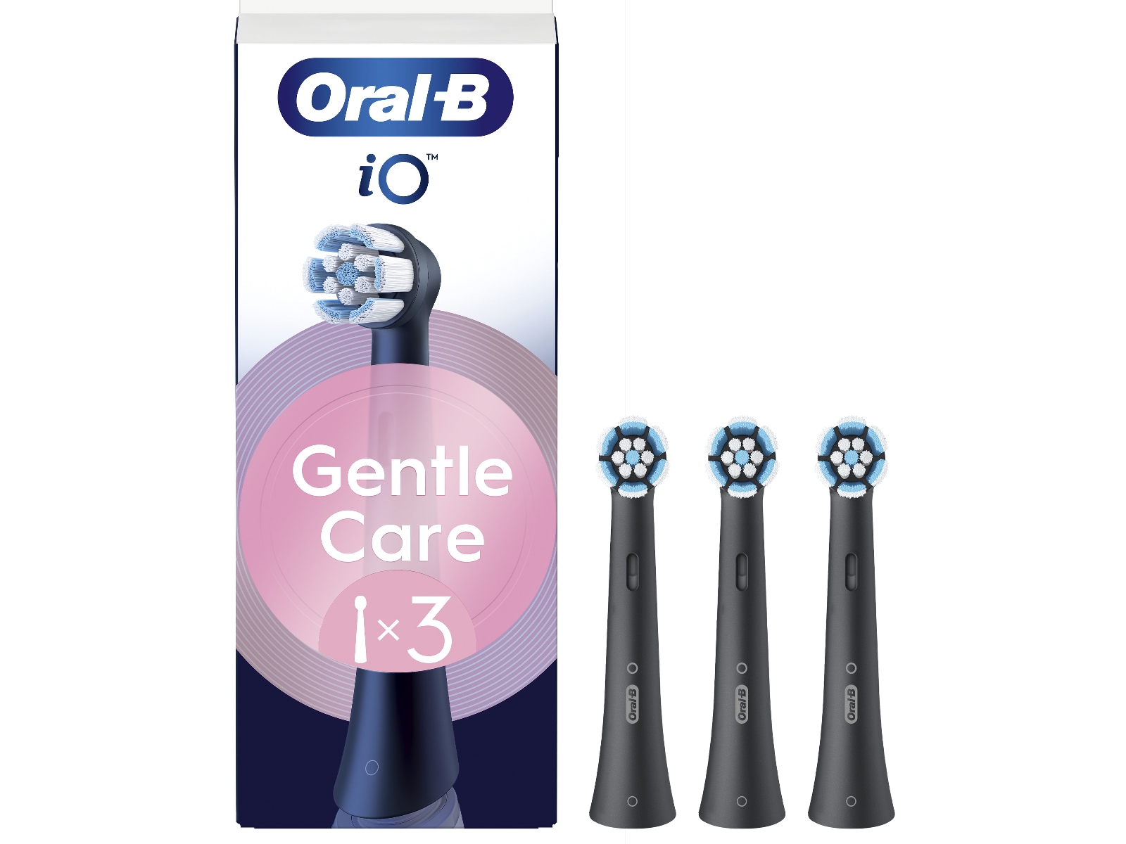 Oral-B iO Gentle Care børstehoveder 3 stk. (sort) Tandbørstehoveder