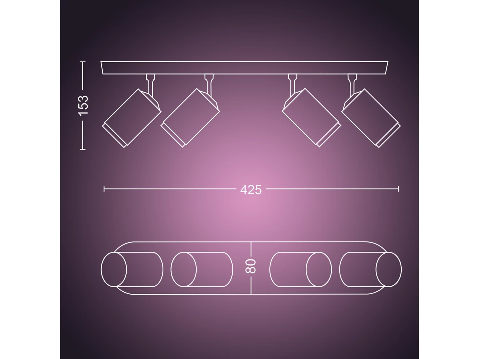 Philips Hue Fugato med fire spots (sort) Loftlampe