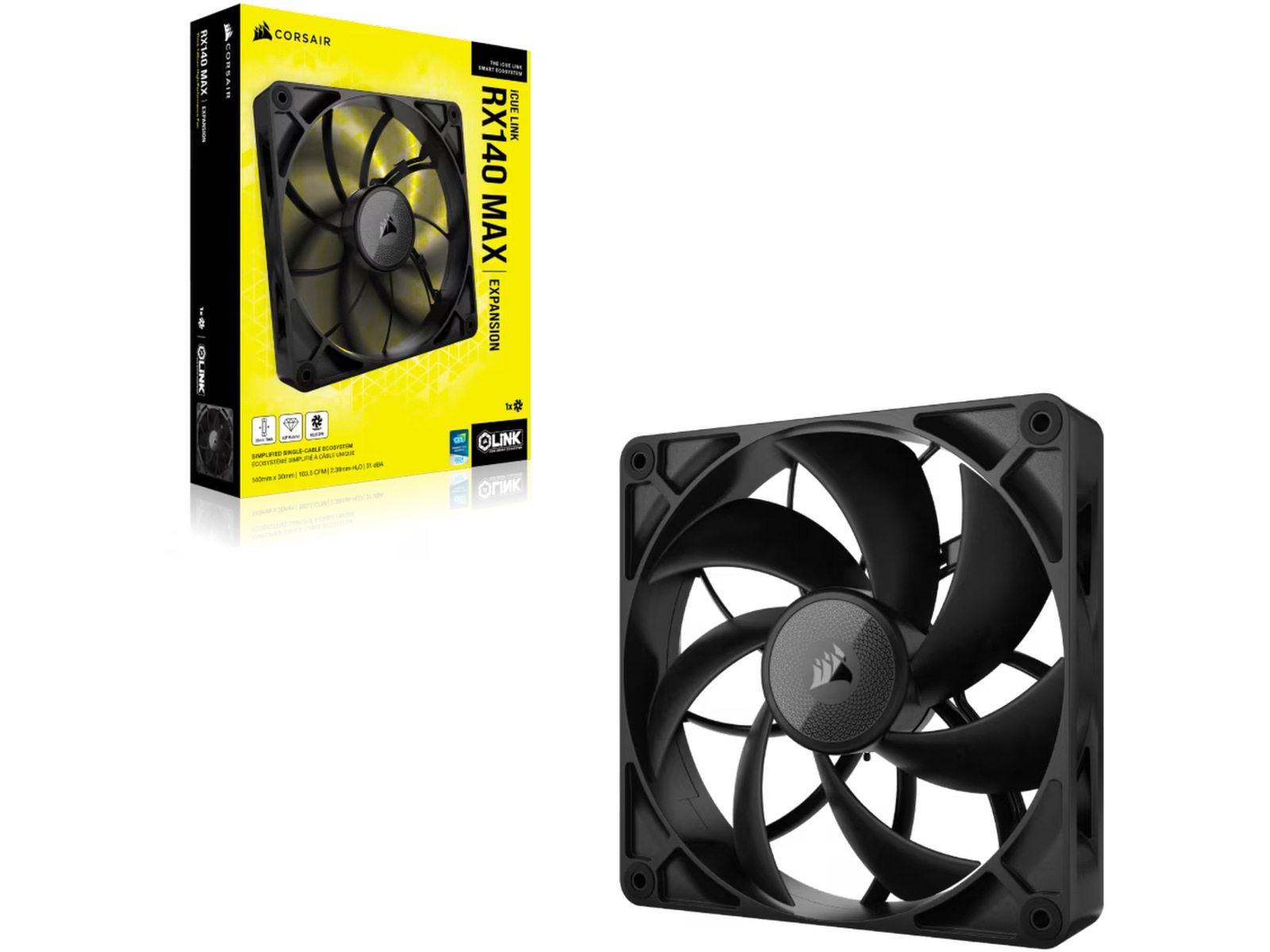 Corsair iCUE LINK RX140 MAX Ventilator (sort) Blæsere