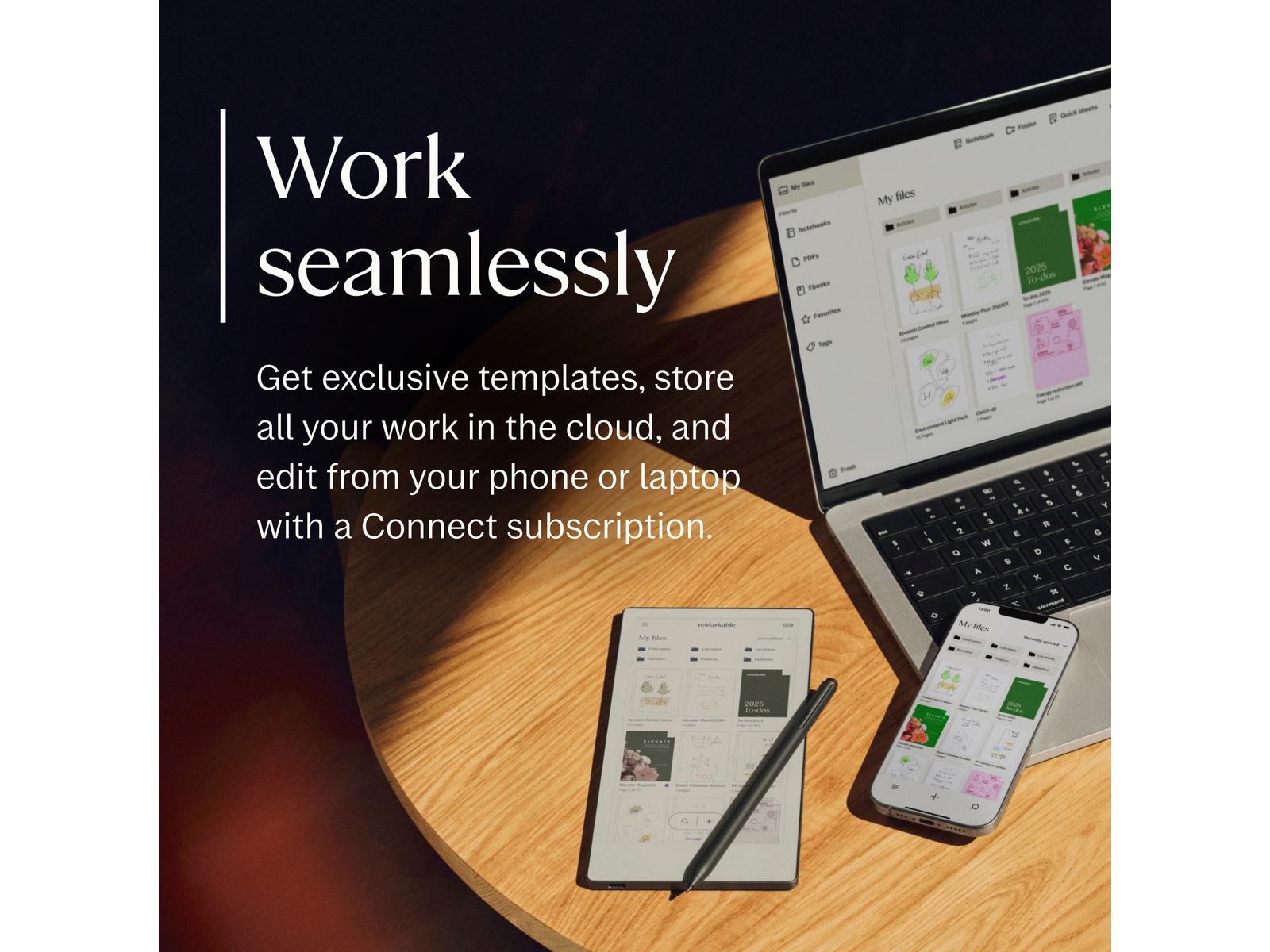 reMarkable Paper Pro Move 7.3" inkl. Marker Plus & Book Folio (sort skinn) Digitale paper & tilbehør