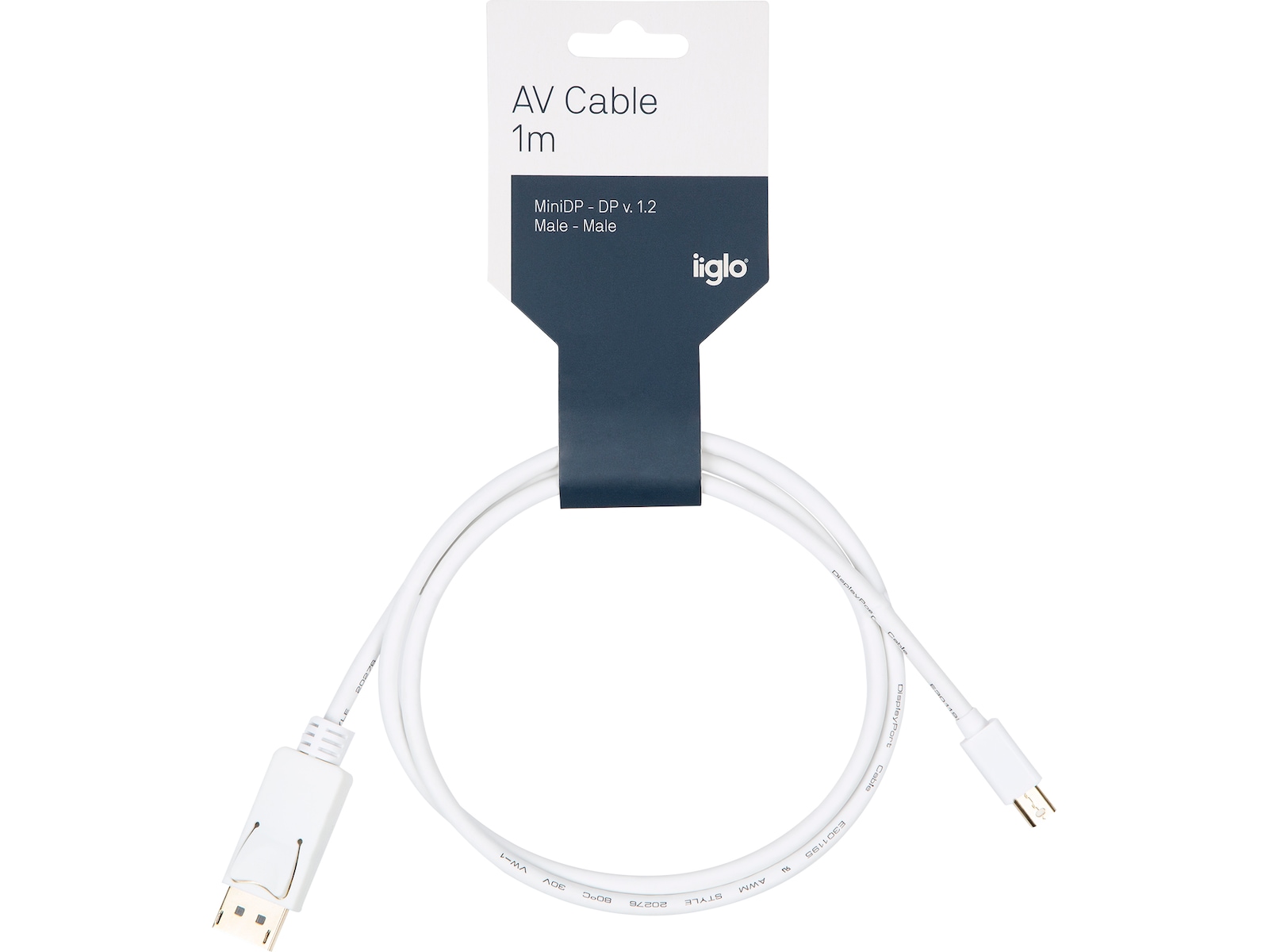 MiniDP til Displayport kabel 1m (hvid) Monitor