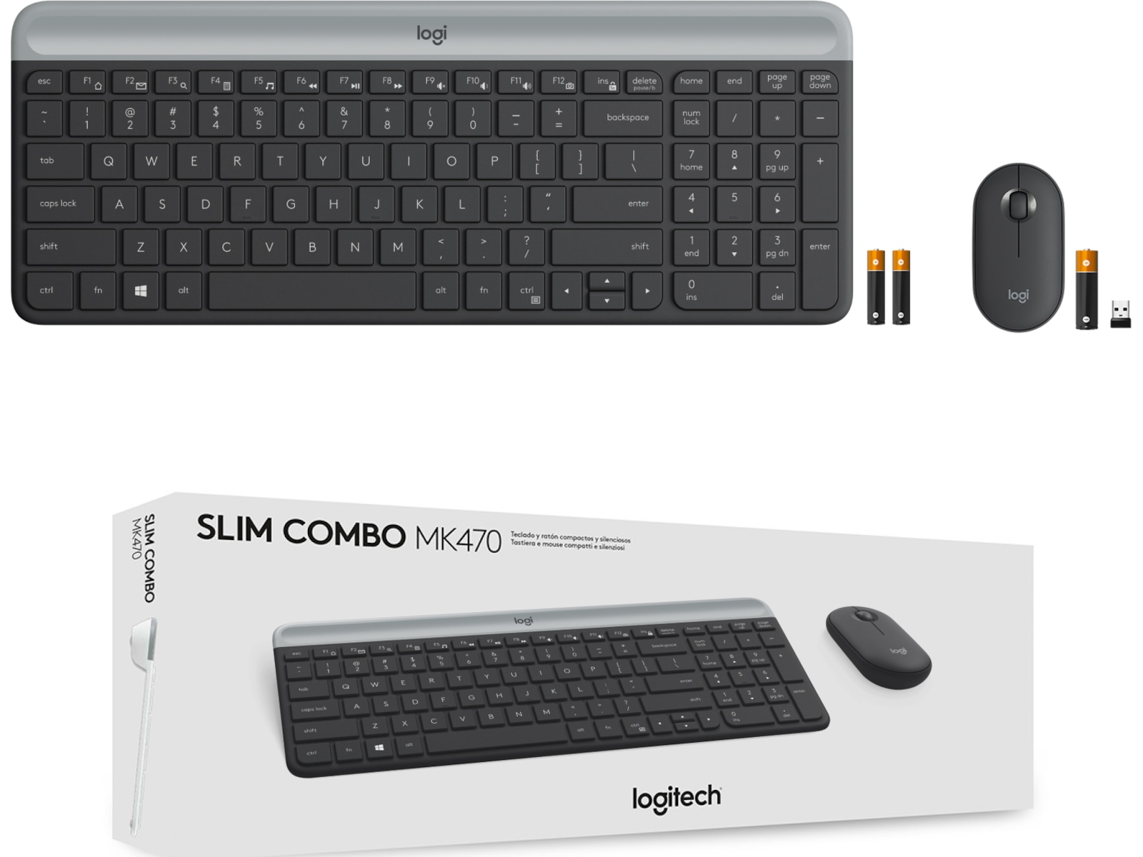 Logitech MK470 Slim Trådløs Kombination Mus & keyboards -kombinasjonspakker