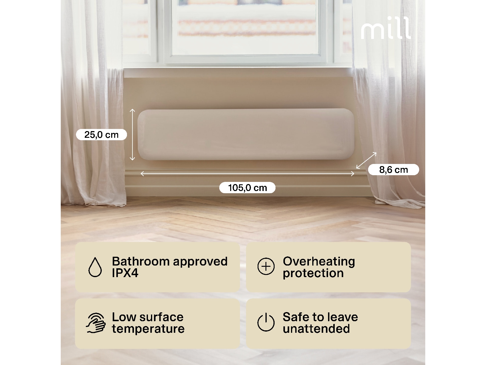 Mill Invisible panelovn 850W (hvid) Varmepaneler